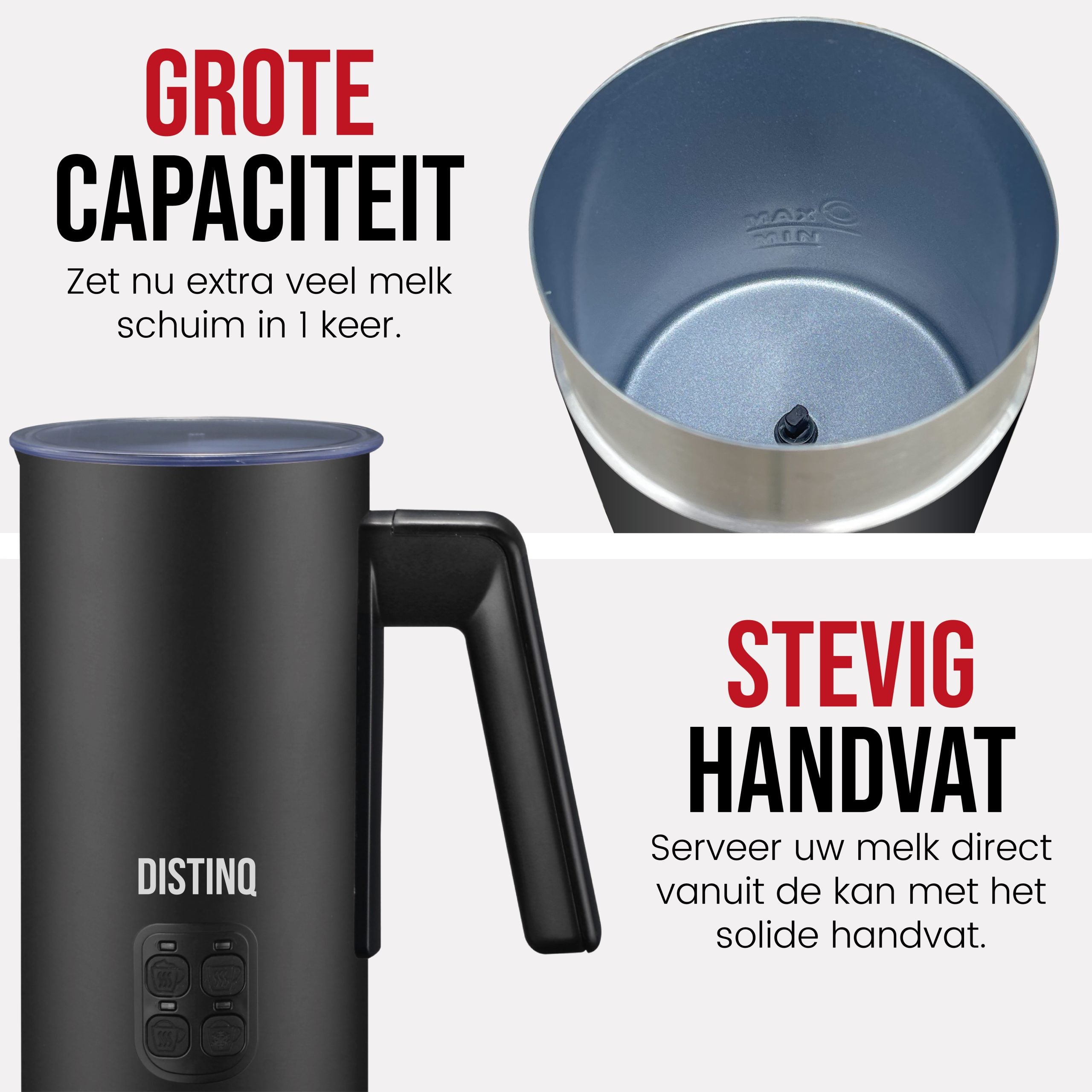 DistinQ Melkopschuimer Zwart
