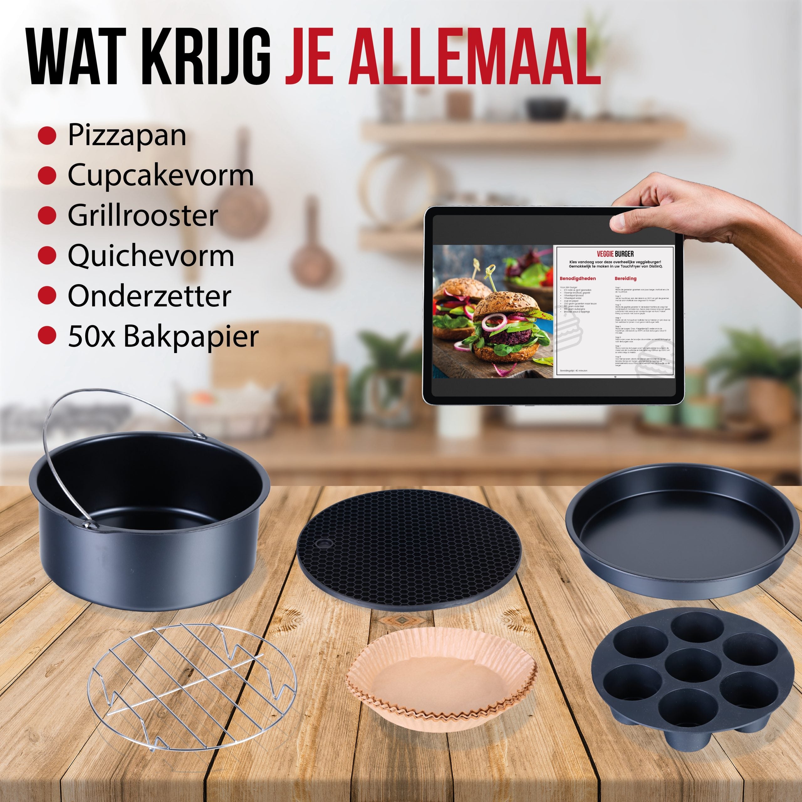 DistinQ AirFryer + Accessoires Set 6,5 liter