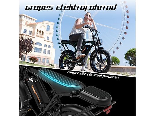 RCB 20" G19 E-bike, 48 V/20,8 Ah, MAX 90 km, 250 W, voor stad- en bergritten, 120 kg, APP/NFC Zwart